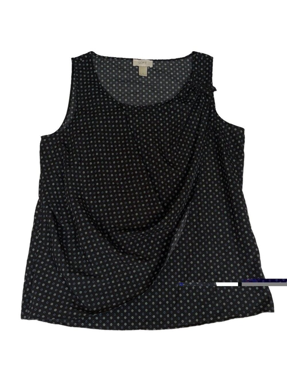 Ann Taylor Loft Shirt Top Blouse Pullover Scoop Neck Womens M Black Geometric